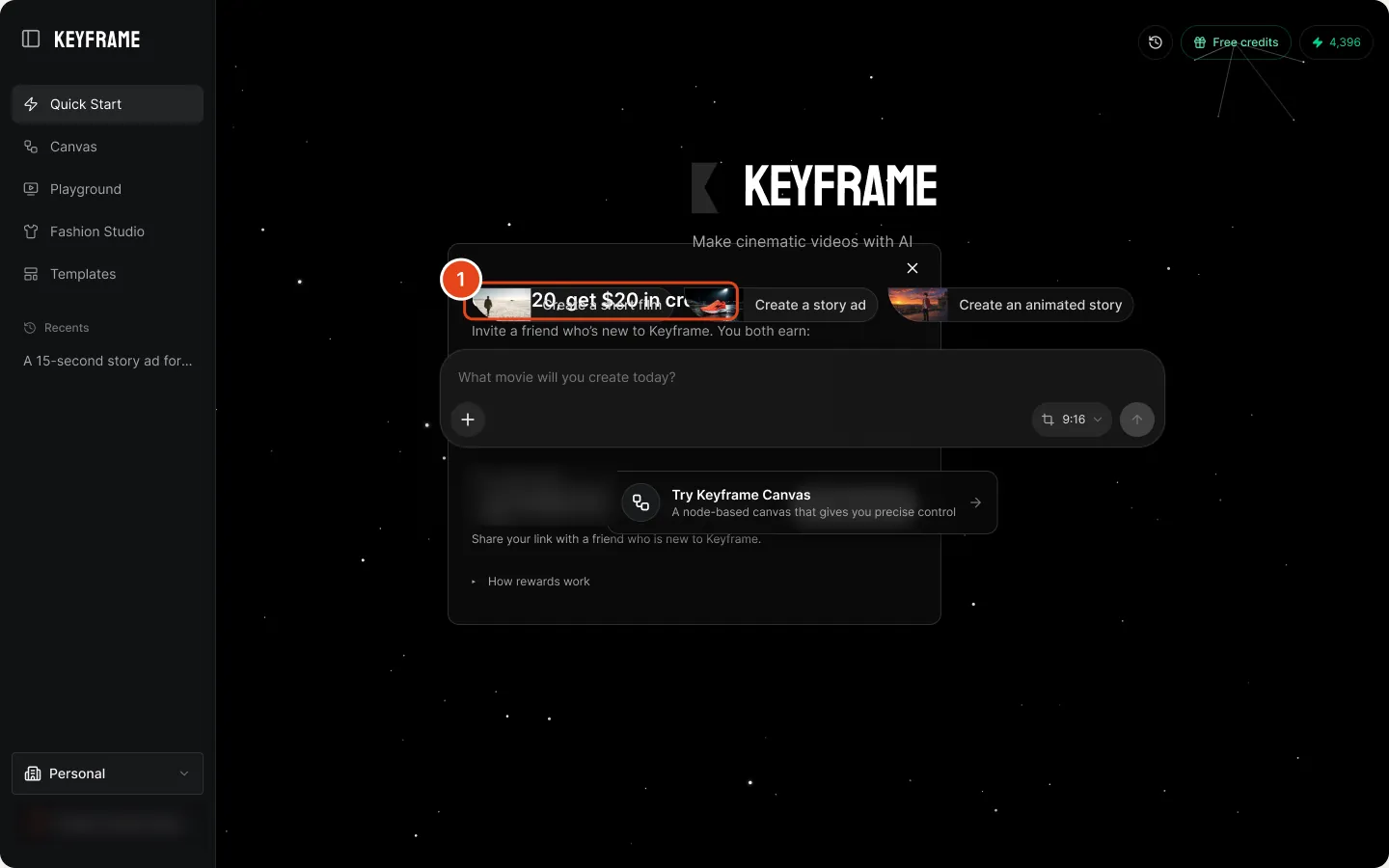 F01 What “Free credits” opens